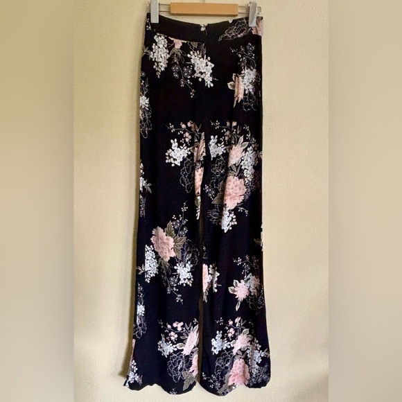 Dynamite| Gorgeous Black Pink White Floral Wide Leg Trouser Pants Sz XS - Picture 6 of 6